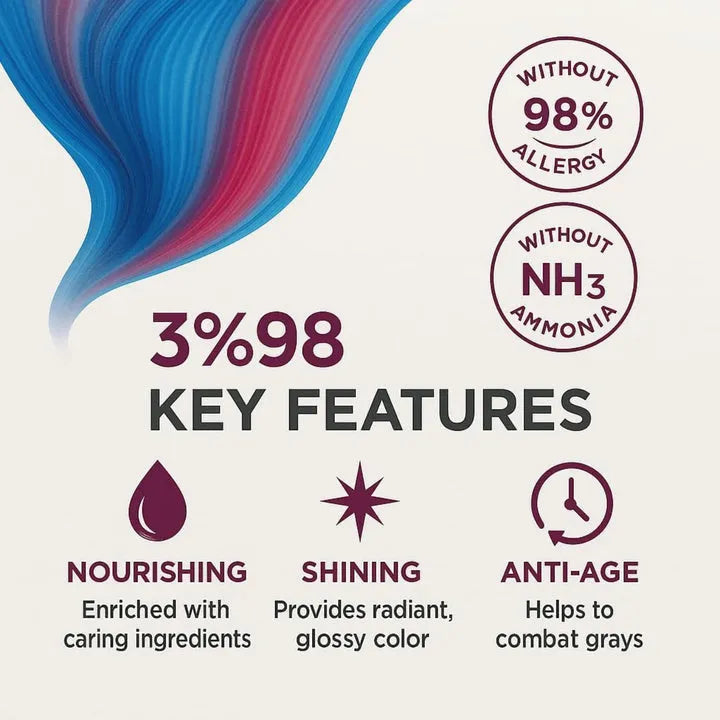 ING Hair Coloring Cream, Natural Black 500ml + 500ml, Dye glow Hair Color, Ammonia free